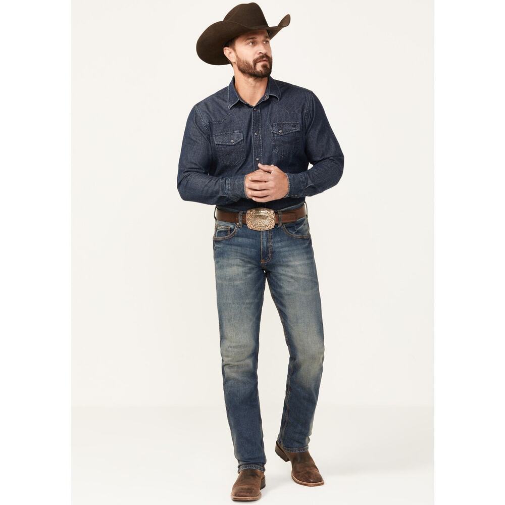 Wrangler Retro Jean Men 42x34 Slim Straight Bozeman Blue 10WLT88BZ Western Denim